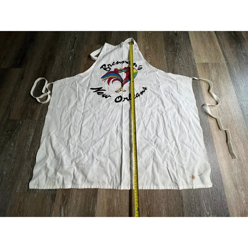 Brennan's Apron Unisex OS White New Orleans Rooster Vintage Souvenir NOLA